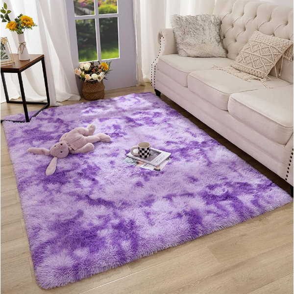 Latitude Run® Handmade Polyvinyl Chloride Tie Dye Purple Rug Wayfair
